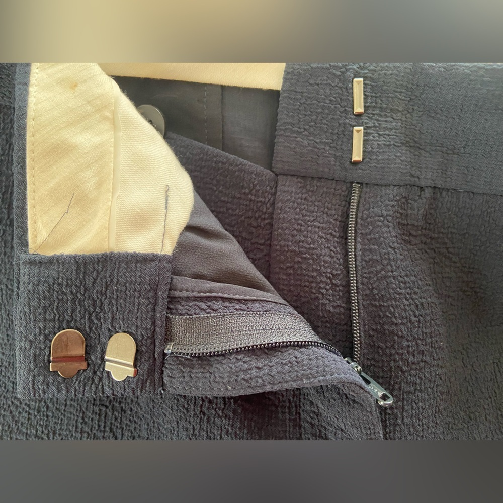 MM Lafleur Women’s crepe cropped Blue Wide-Leg Pants Sz 16 office business Plus - Picture 7 of 7